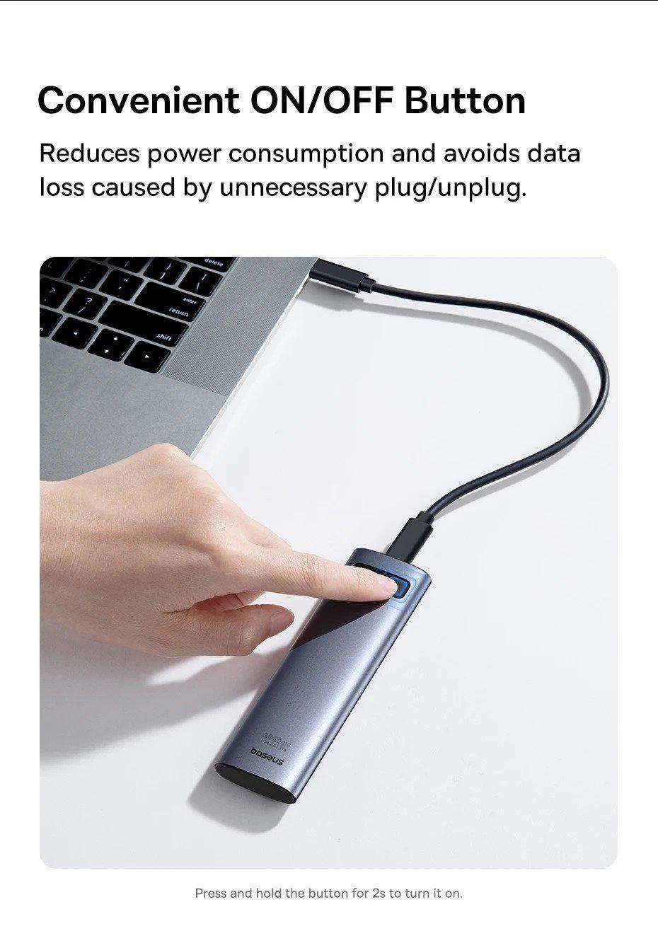 Корпус BASEUS для M.2 NVME та SATA SSD дисків FlyJoy 10 Гбіт/с USB 3.2 Gen2 2280/2260/2242/2230 для PCI-e та NGFF Сірий (B00760600811-00) - фото 11 Корпус BASEUS для M.2 NVME та SATA SSD дисків FlyJoy 10 Гбіт/с USB 3.2 Gen2 2280/2260/2242/2230 для PCI-e та NGFF Сірий (B00760600811-00) - фото 11