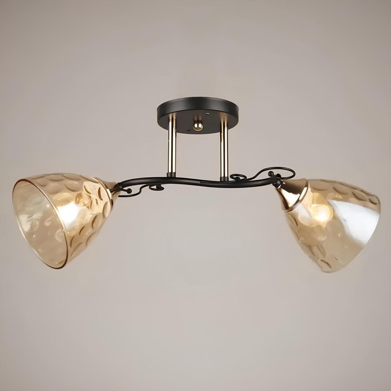 Люстра Valeso с двумя круглыми плафонами под лампу Е27 Черный/Золотой (V W3028/2 Black+Gold)