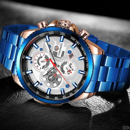 Наручний годинник Forsining 6909 Blue/Cuprum/White - фото 2 Наручний годинник Forsining 6909 Blue/Cuprum/White - фото 2