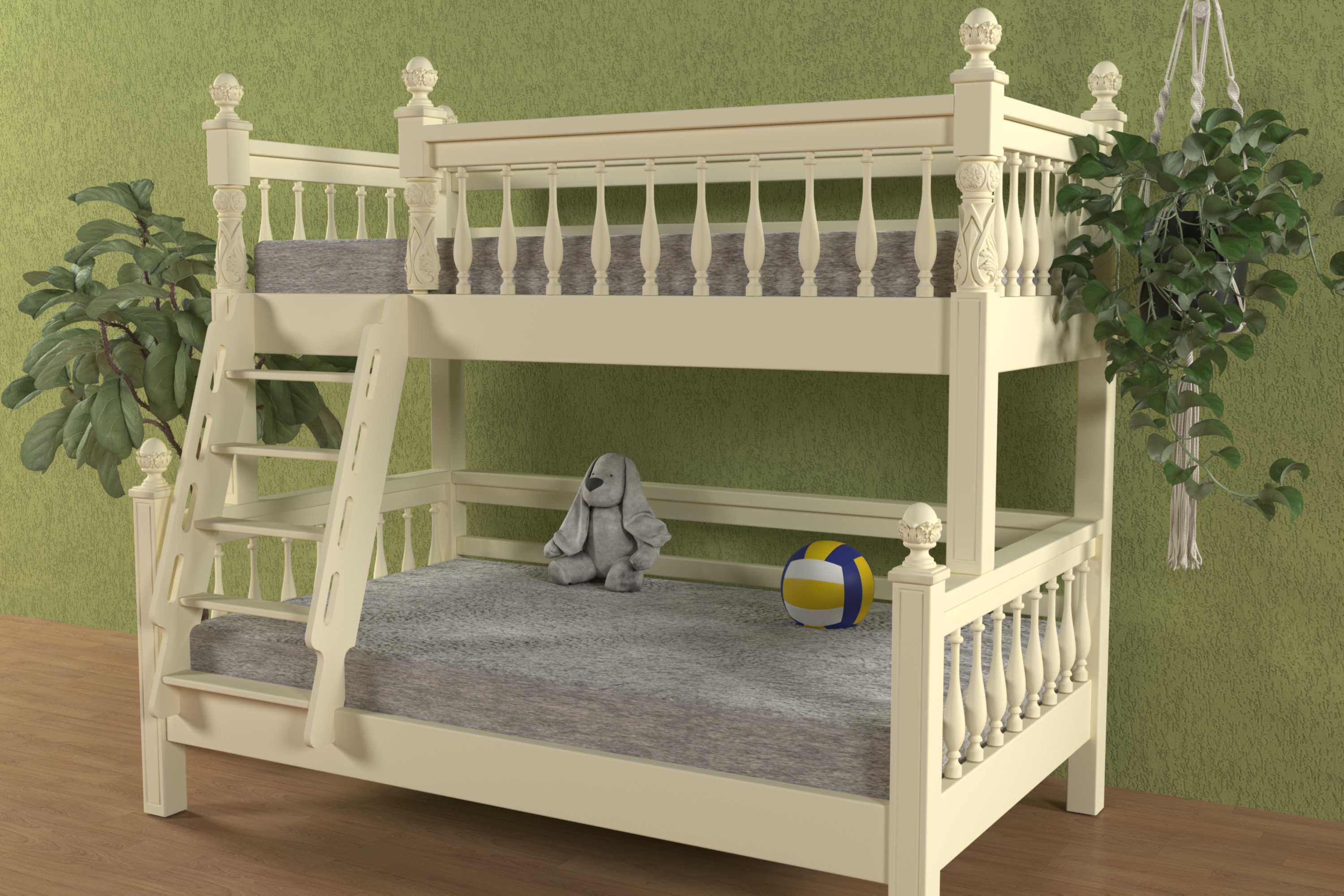 Ліжко двоярусне з ясеня з драбинкою 200х120/200х90 см (27791689) Ліжко двоярусне з ясеня з драбинкою 200х120/200х90 см (27791689)