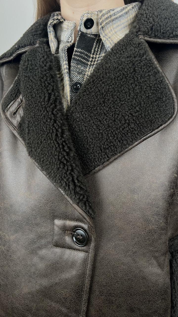 Дублянка жіноча Бренд #242-02 M Коричневий (23918506) - фото 4 Дублянка жіноча Бренд #242-02 M Коричневий (23918506) - фото 4