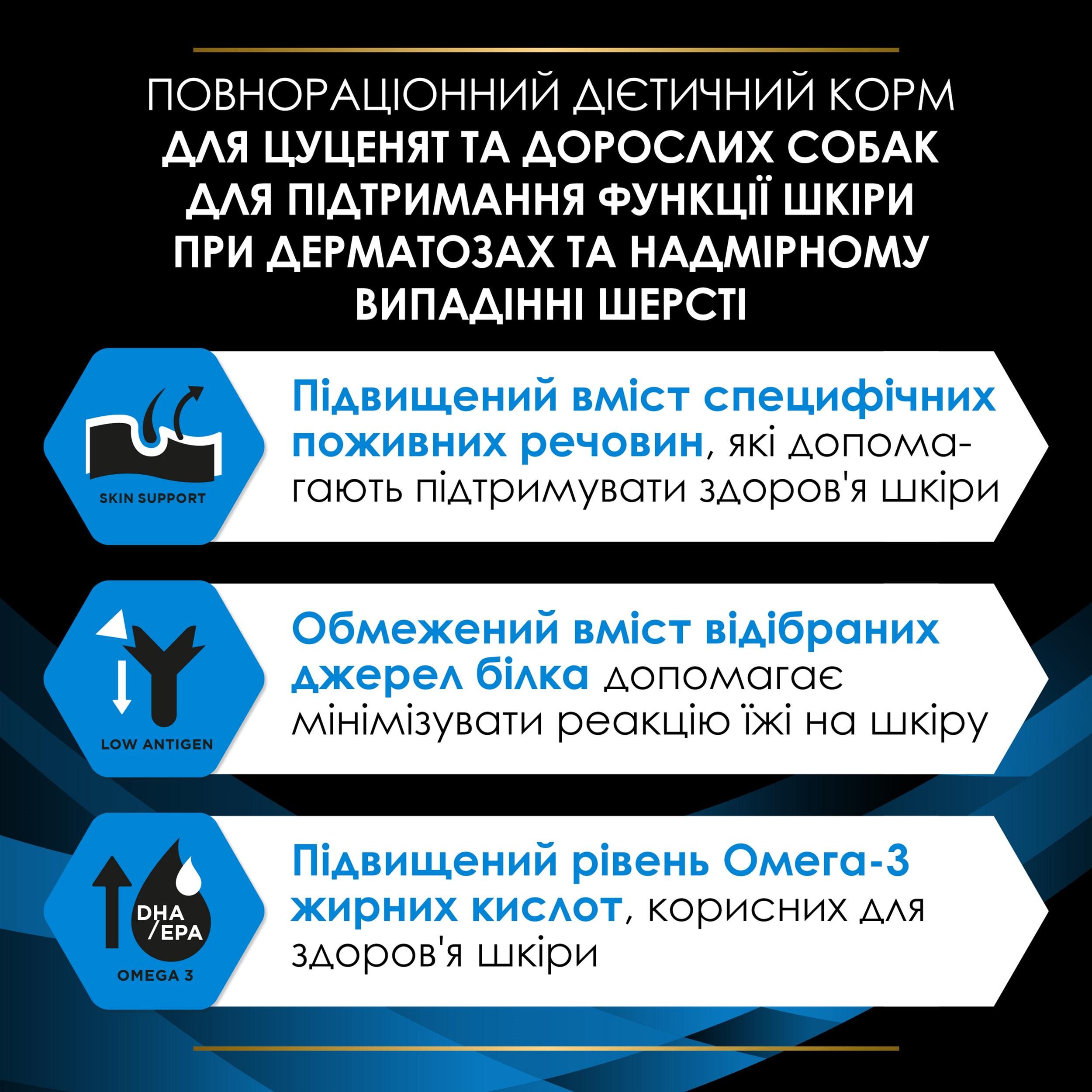Корм для собак сухой Purina Pro Plan Veterinary Diets DRM Dermatosis поддержка функции кожи при дерматозах 3 кг (7613035156289) - фото 4 Корм для собак сухой Purina Pro Plan Veterinary Diets DRM Dermatosis поддержка функции кожи при дерматозах 3 кг (7613035156289) - фото 4