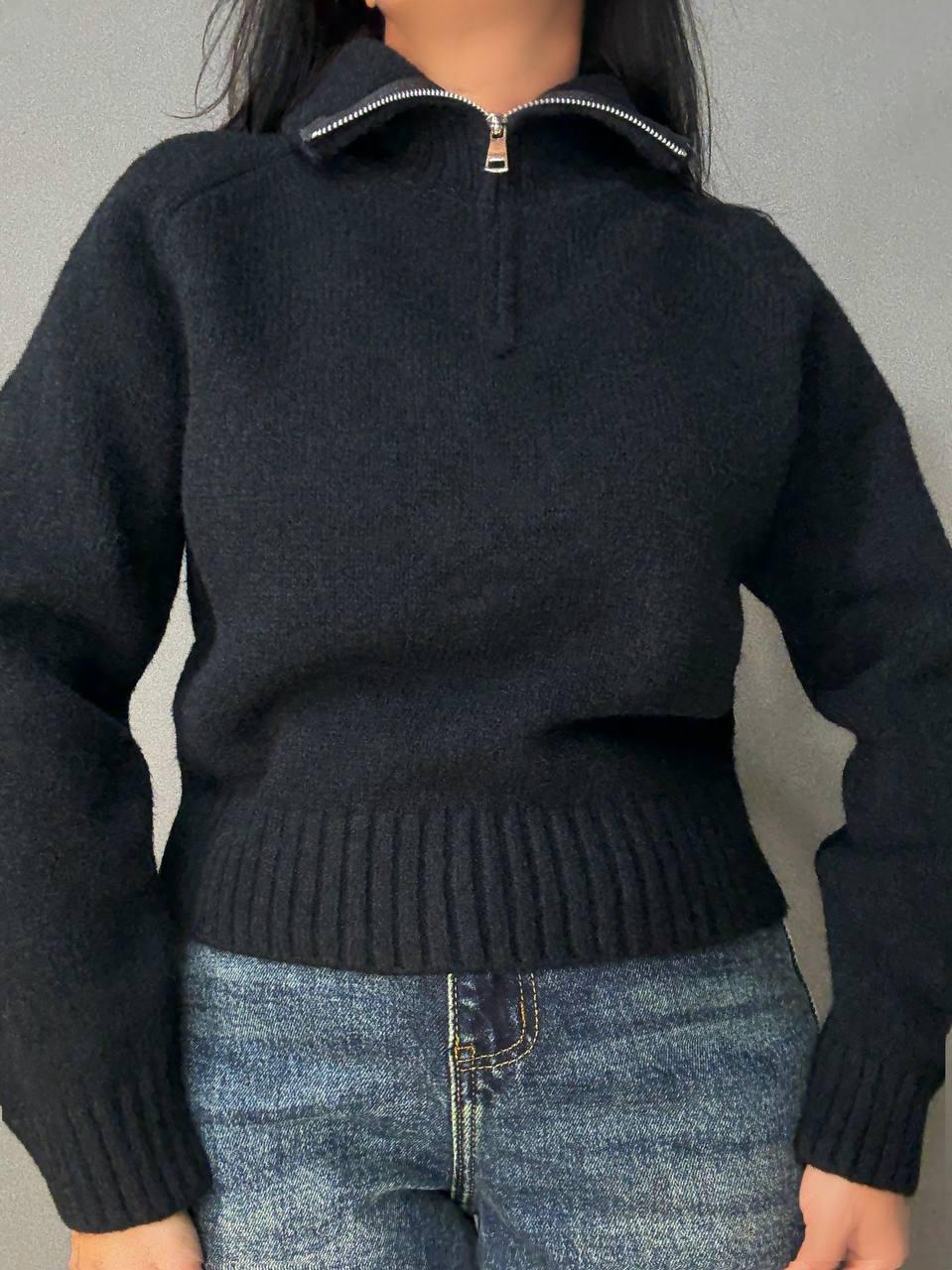 Светр жіночий A-N 1780 з коміром на блискавці OS Чорний (5968) - фото 6