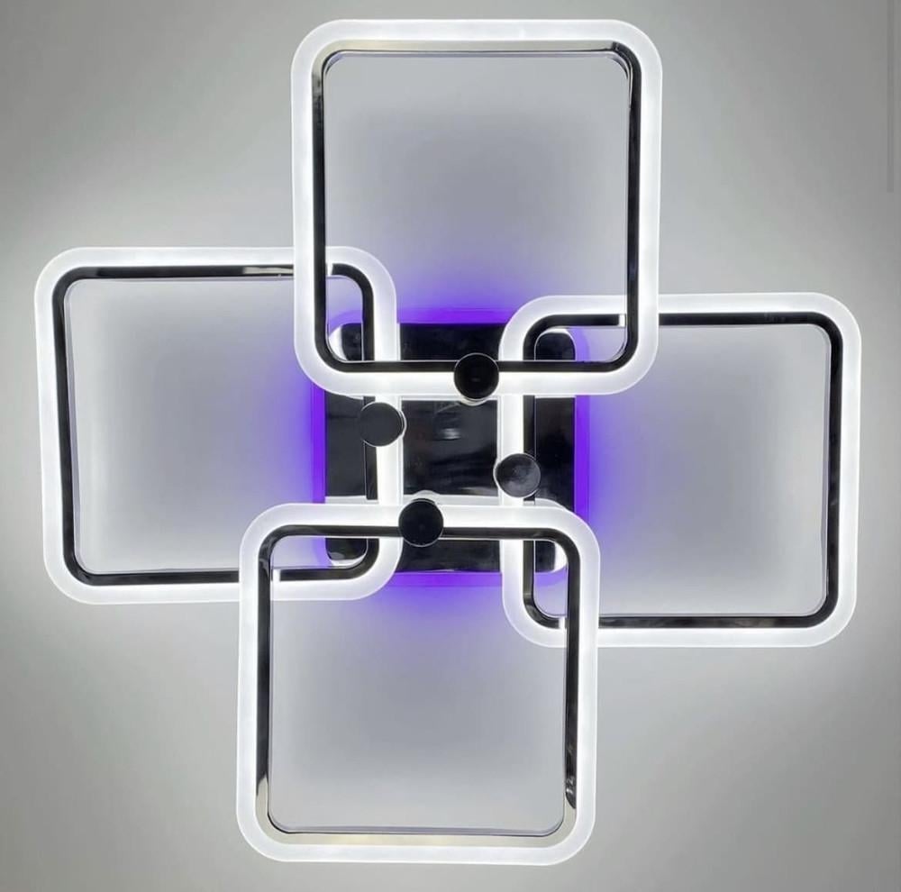Люстра потолочная LED на 4 рожка с RGB подсветкой/пульт Хром (A2503/4S CH)