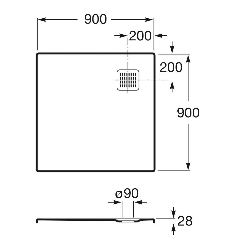 Піддон для душу ROCA TERRAN AP10338438401650 із штучного каменю 90x90x2,8 см (132099) - фото 2