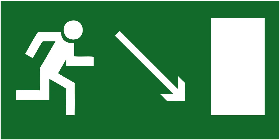 Знак эвакуации со стрелкой справа вниз Иллюстрация Белый (д-8007)