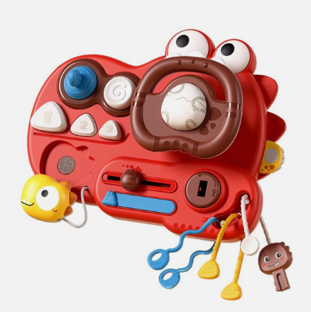 Бізіборд TK Group YD 750-30 Розумний Динозаврик на коляску/кроватку/автокрісло Червоний (2711437744)