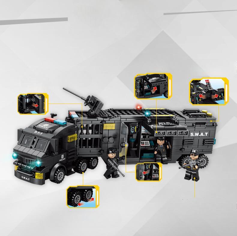 Конструктор полицейская серия LEGO-стиль 3в1 700 эл. (29503546) - фото 3 Конструктор полицейская серия LEGO-стиль 3в1 700 эл. (29503546) - фото 3