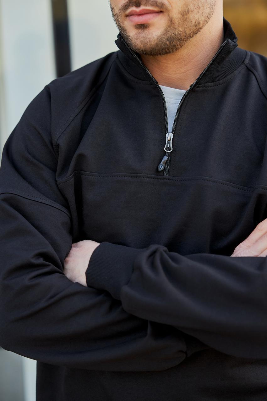 Джемпер мужской М180.3 с молнией на горловине M Черный (888-1-61) - фото 2 Джемпер мужской М180.3 с молнией на горловине M Черный (888-1-61) - фото 2