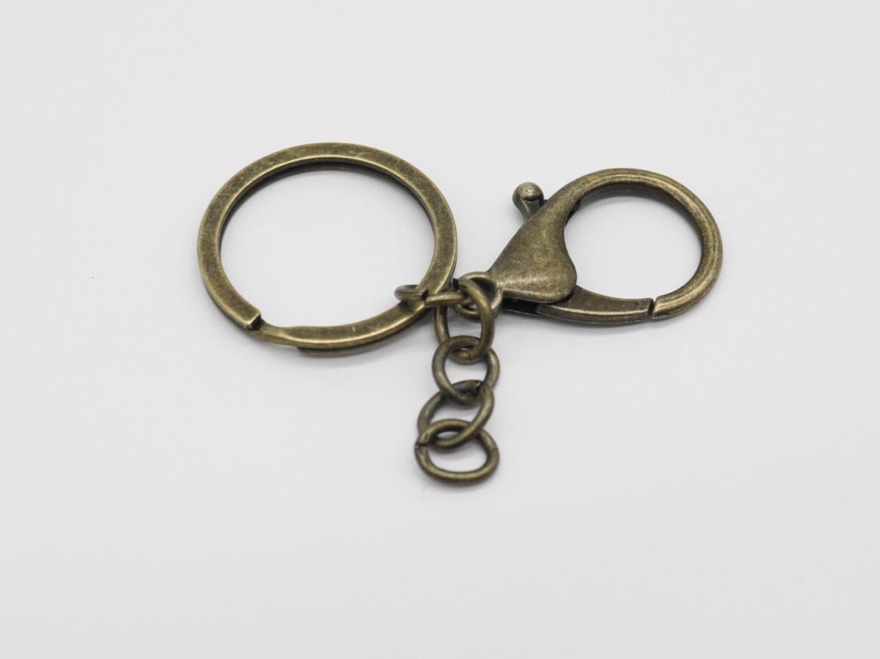 Кольцо с цепочкой и карабином 90х25 мм Старая латунь (88966995)