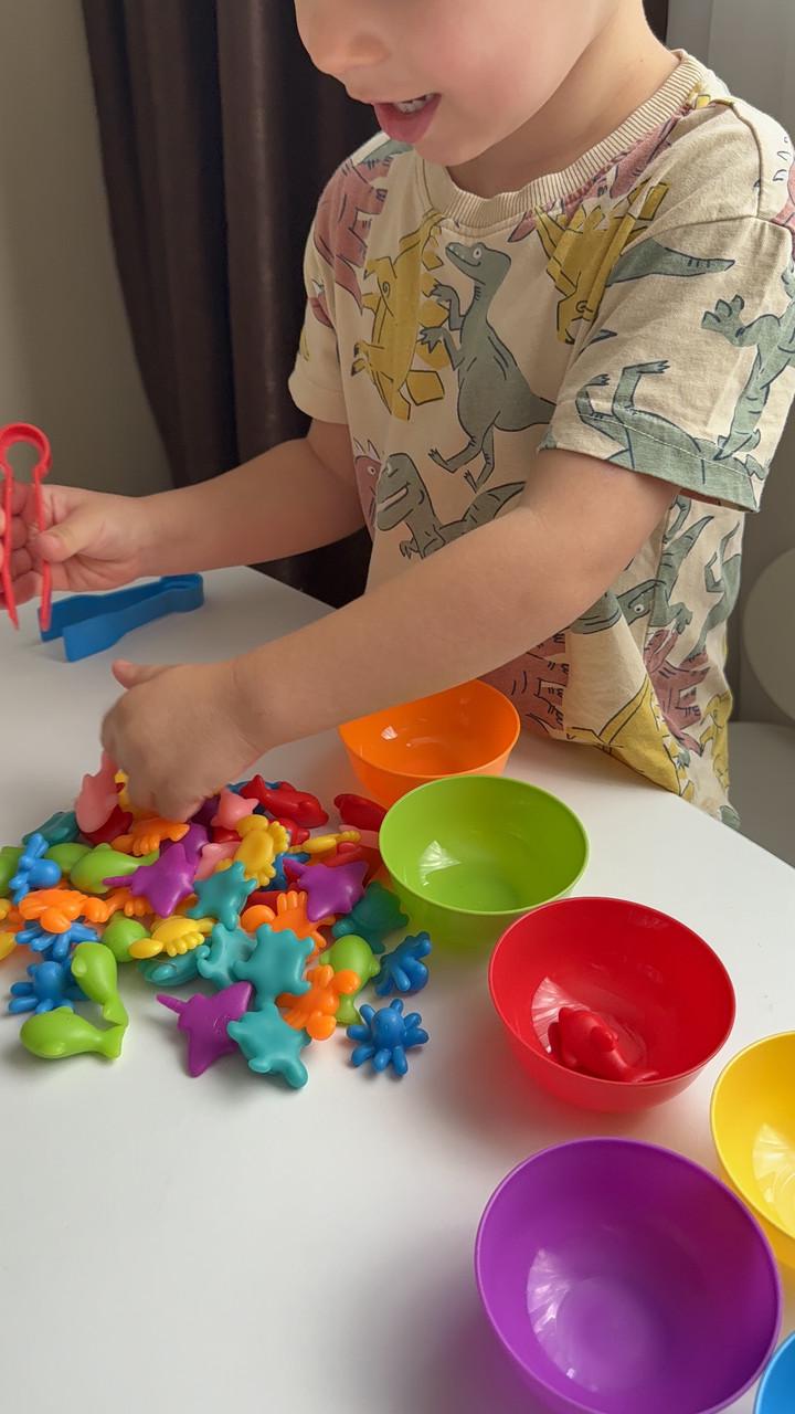 Набір для сортування 56 деталей з мисочками і пінцетом (28) - фото 3 Набір для сортування 56 деталей з мисочками і пінцетом (28) - фото 3