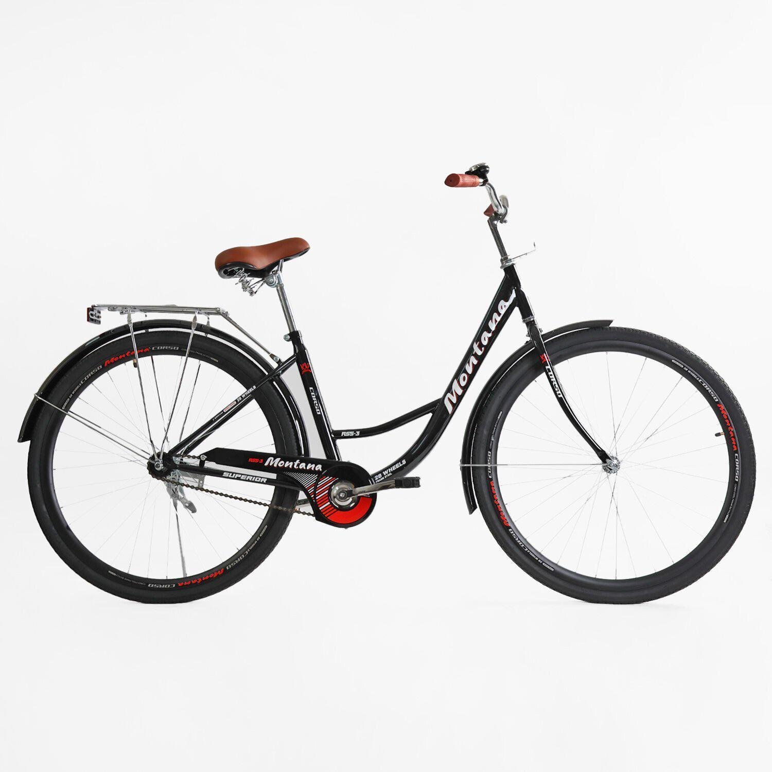 Велосипед міський Corso Montana з багажником рама 20"/28" Чорний - фото 1 Велосипед міський Corso Montana з багажником рама 20"/28" Чорний - фото 1