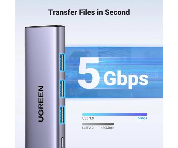 Хаб USB UGREEN Type-C Multifunction Adapter Grey - фото 5 Хаб USB UGREEN Type-C Multifunction Adapter Grey - фото 5