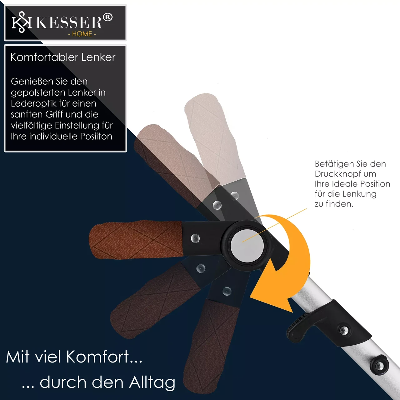 Коляска дитяча з автокріслом KESSER 3в1 94x64x119 см Синій/Срібний - фото 5