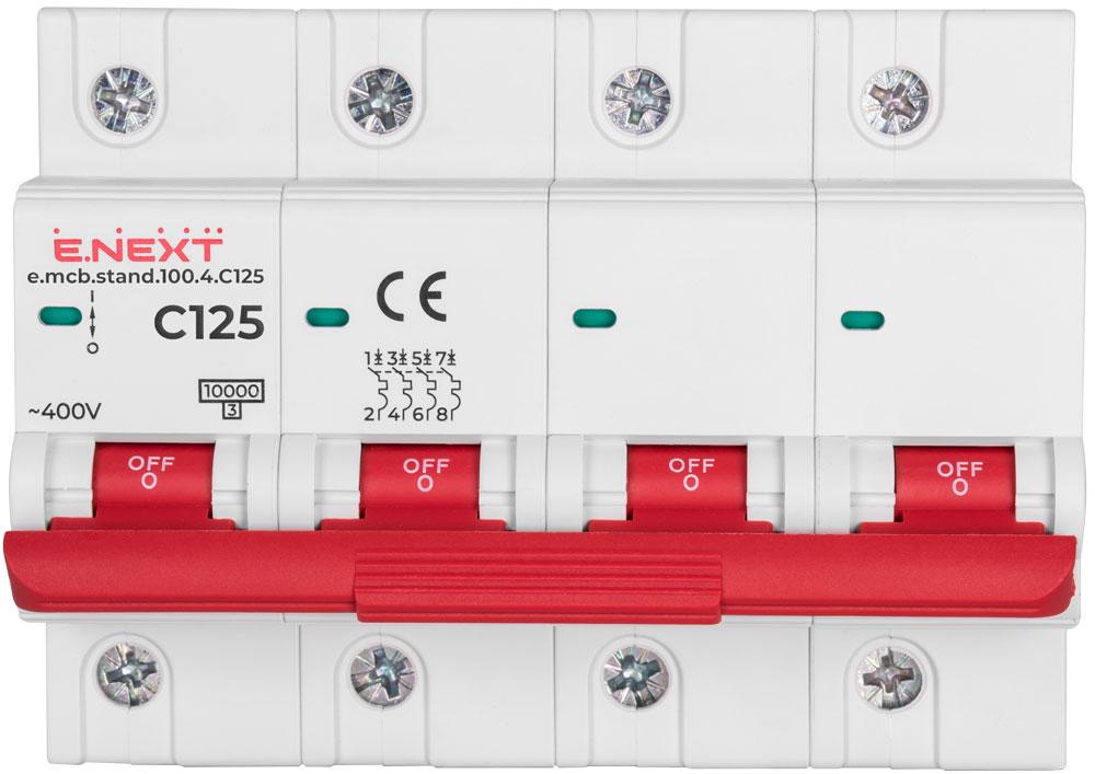 Автоматичний вимикач E.NEXT e.mcb.stand.100.4.C125 4р 125А 10кА C (s002219) - фото 2