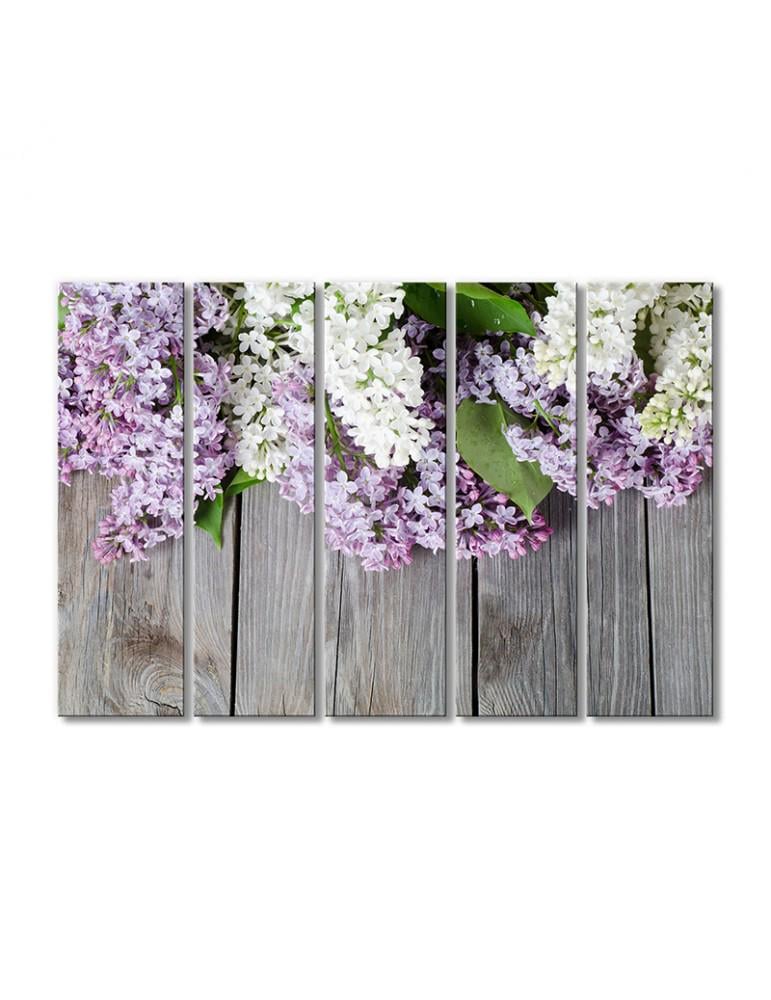 Картина модульная Сирень сиреневая и белая 5 модулей 120x180 см