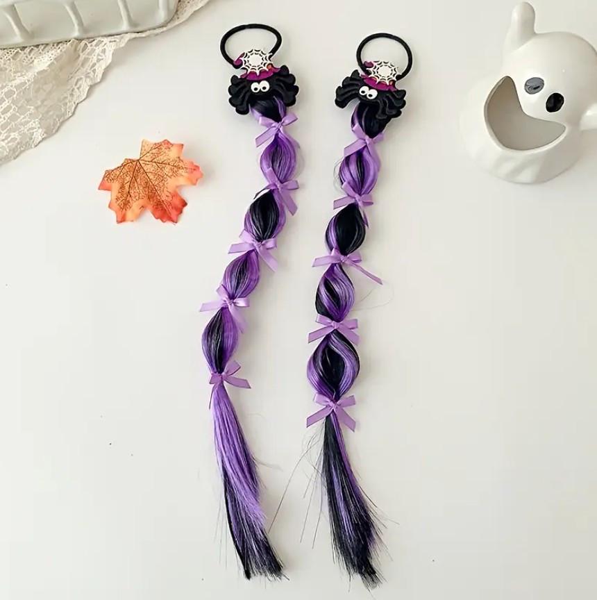 Канекалон хвостики на Хелловін з паучками Фіолетово-чорний (2764446716)