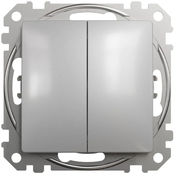 Выключатель двухклавишный Schneider Sedna Design алюминий (28493958) Выключатель двухклавишный Schneider Sedna Design алюминий (28493958)