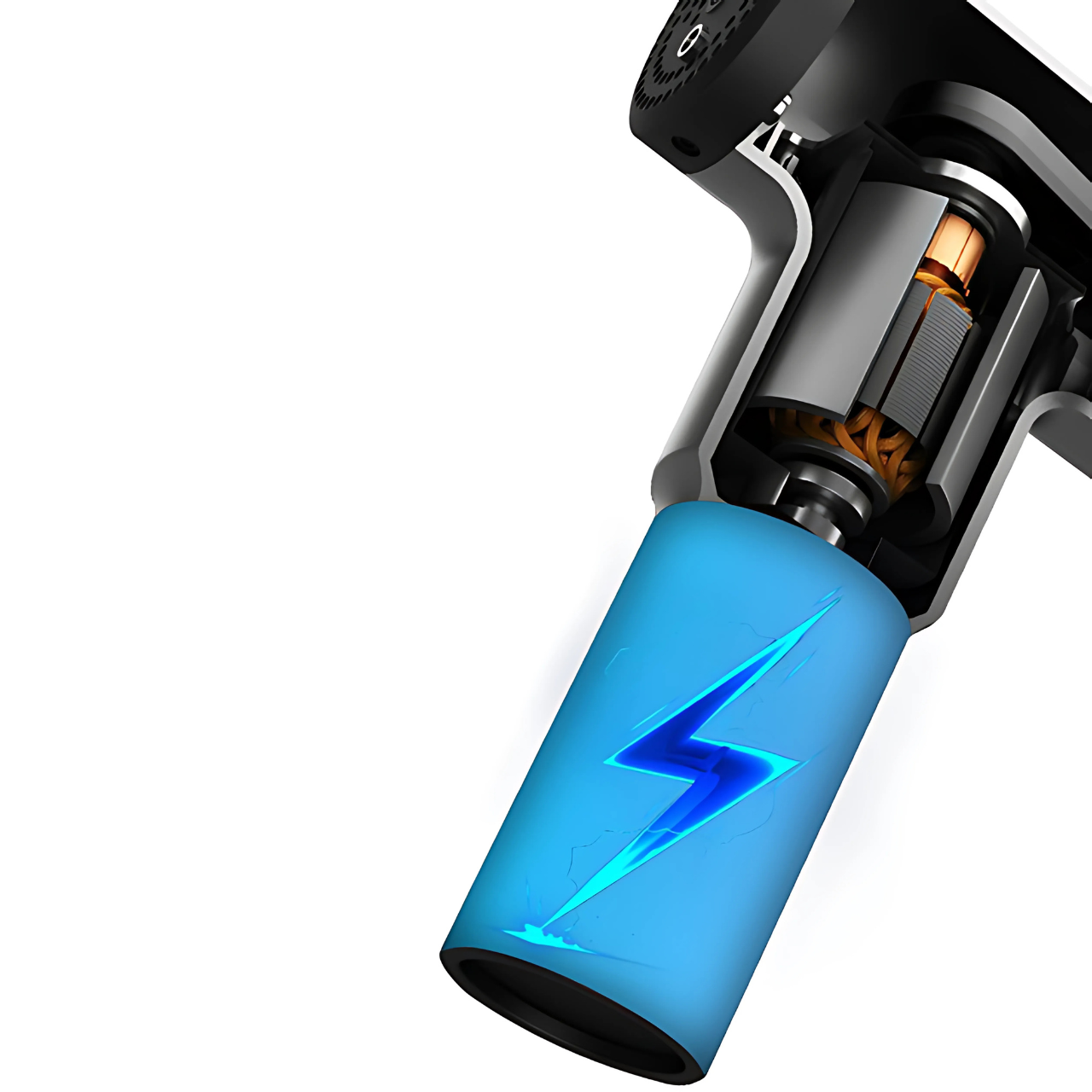 Массажер портативный вибрационный Fascial Gun аккумуляторный 2400 мАч 4 головки Черный (3444674517) - фото 6