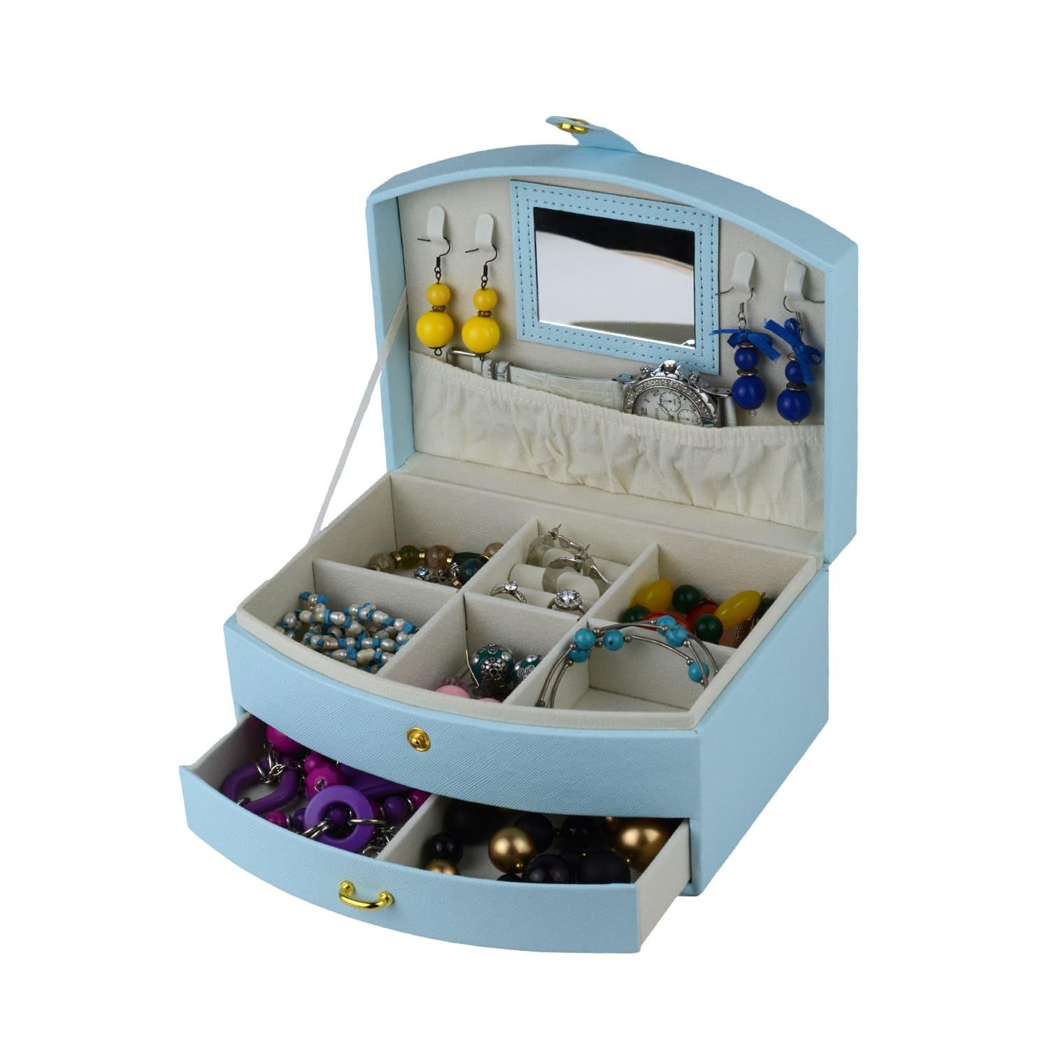 Шкатулка для украшений с зеркалом 20,5х15,5х10 см Голубой (ШДД-23-1)