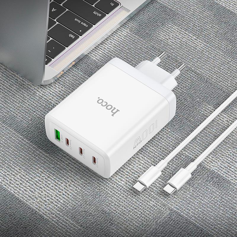 Зарядное устройство Hoco Leader Type-C to Type-C Cable four-port 3c1 А Fast Charger N31 4Type-C 1USB 100 W 5 А PD QC White (562215) - фото 9 Зарядное устройство Hoco Leader Type-C to Type-C Cable four-port 3c1 А Fast Charger N31 4Type-C 1USB 100 W 5 А PD QC White (562215) - фото 9