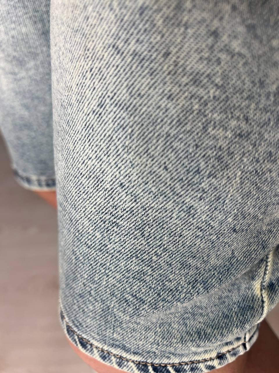 Шорты женские джинсовые Liana 447 бермуды высокая посадка стрейч с ремнем р. 30 Голубой (4036) - фото 8