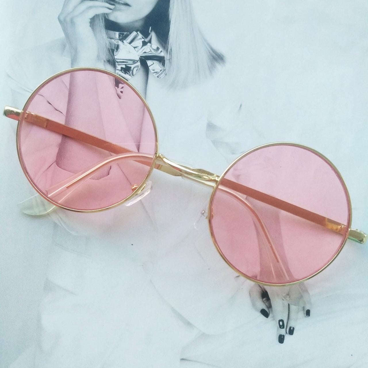 Очки круглые с цветной линзой Розовый