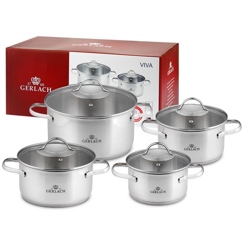 Набор кастрюль с крышкой Gerlach Viva из нержавеющей стали 8 шт. (2015284733)