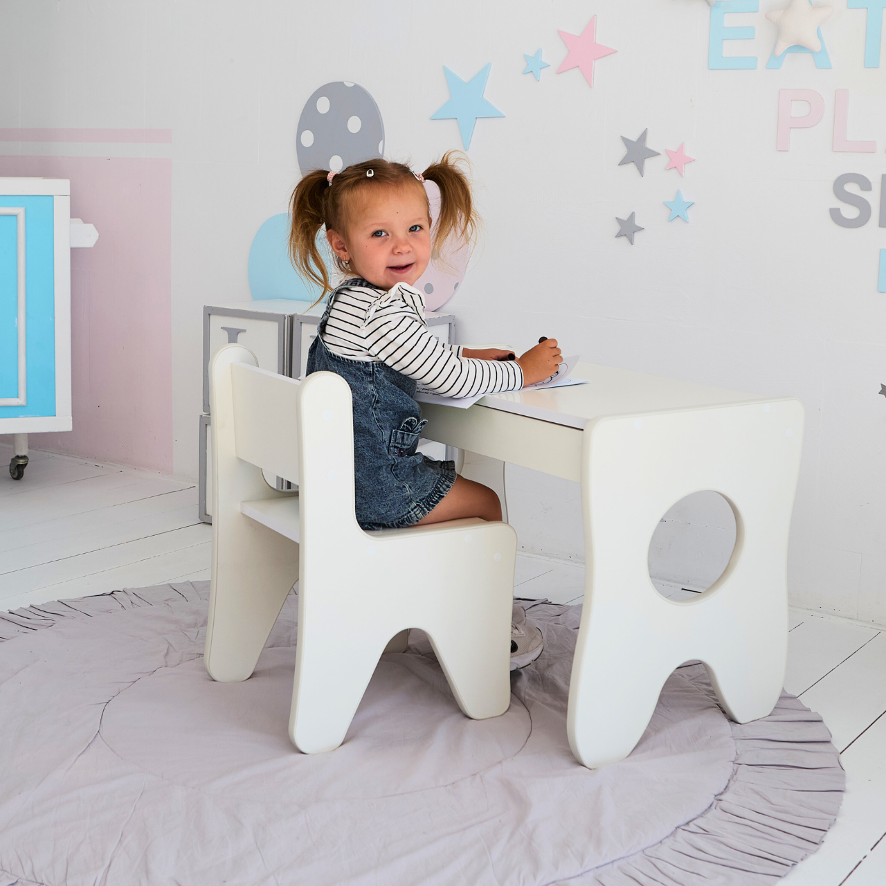 Стільчик для дитячої кімнати 55х37х33 см Білий - фото 9 Стільчик для дитячої кімнати 55х37х33 см Білий - фото 9