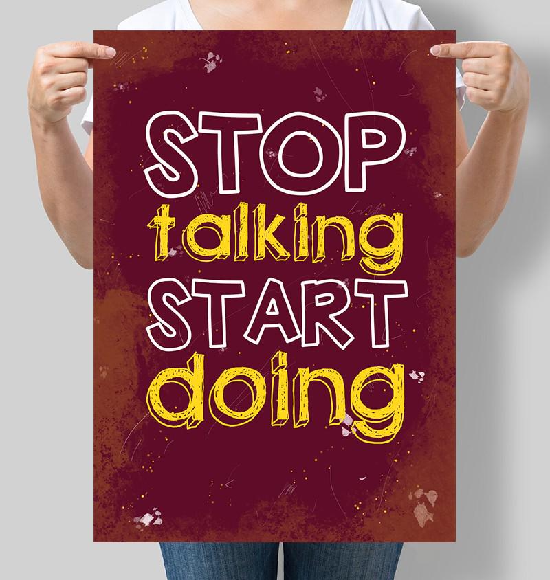 Постер мотивационный Stop talking start doing 30x42 см A3 без рамки (M143_A3)