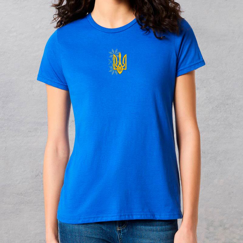 Футболка з вишивкою тризуба 02-3 жіноча S Синій (517916-14-2)