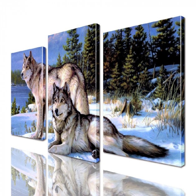 Картина модульная 3 части ArtStar Пара волков 120х180 см ADJ0028