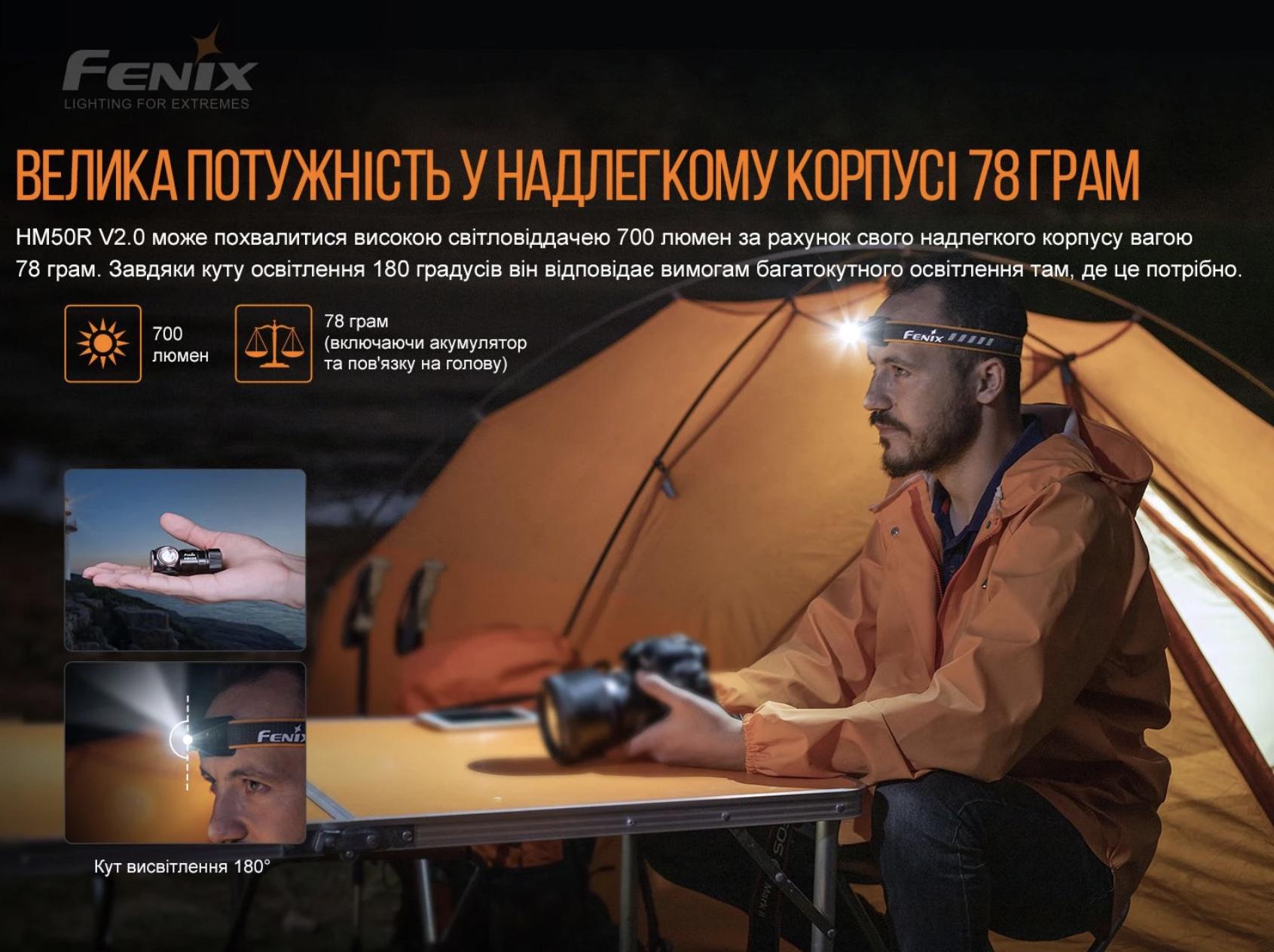 Ліхтар налобний Fenix HM50R V2.0 700 Lm 115 м (28593117) - фото 4 Ліхтар налобний Fenix HM50R V2.0 700 Lm 115 м (28593117) - фото 4