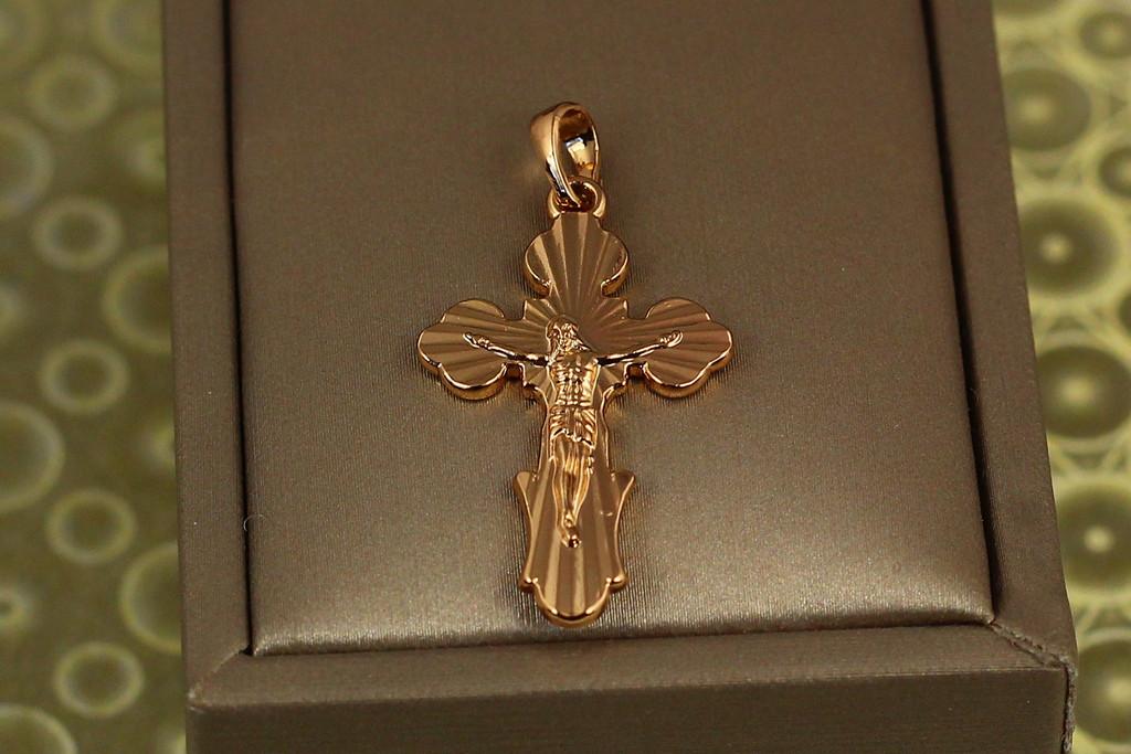 Крестик Xuping Jewelry распятие в лучах 3 см Золотистый (2356919948)