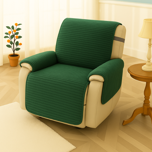 Чехол-накидка на спинку односпального кресла из мебельного велюра 53х100 см Зеленый (27639202)