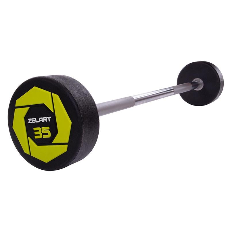 Штанга фіксована пряма Urethane Barbell Zelart TA-2689 35 кг Зелено-чорний (58363124)