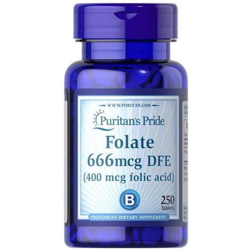 Фолиевая кислота Puritan's Pride Folate 666 mcg DFE Folic Acid 400 mcg 250 Tabs Фолиевая кислота Puritan's Pride Folate 666 mcg DFE Folic Acid 400 mcg 250 Tabs