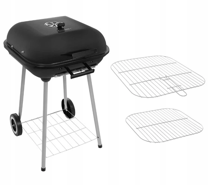 Гриль угольный садовый Kaminer 27321 с крышкой/колесами/полкой и большой решеткой (27321)