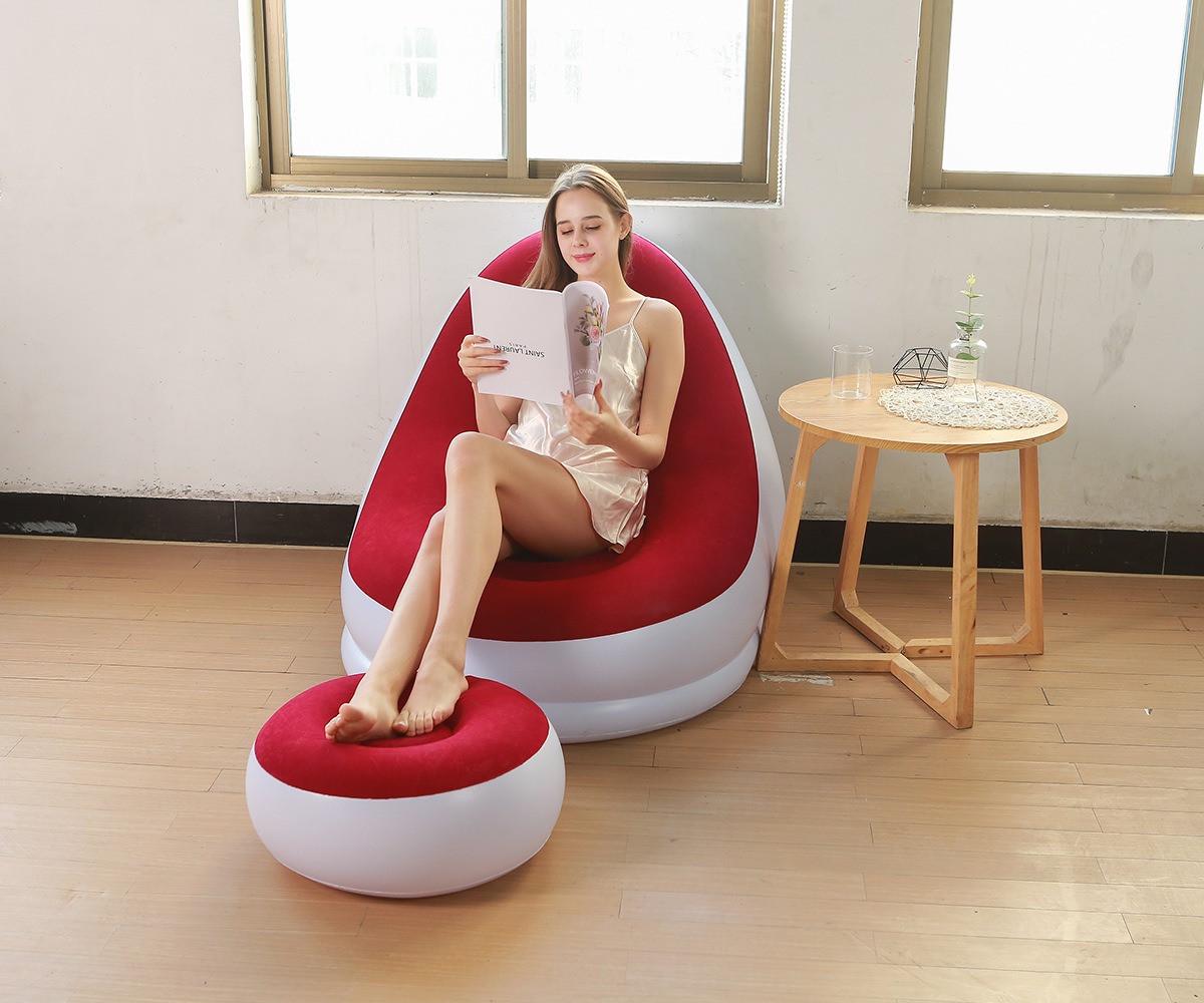 Кресло с пуфом AIR SOFA 9233 надувное с подставкой для ног c насосом - фото 2