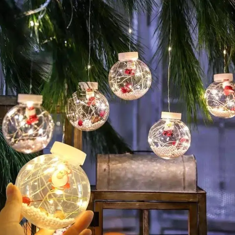 Гирлянда-штора светодиодная 10 шаров с наполнением Санта 3 м 200 LED Белый (2393425140)