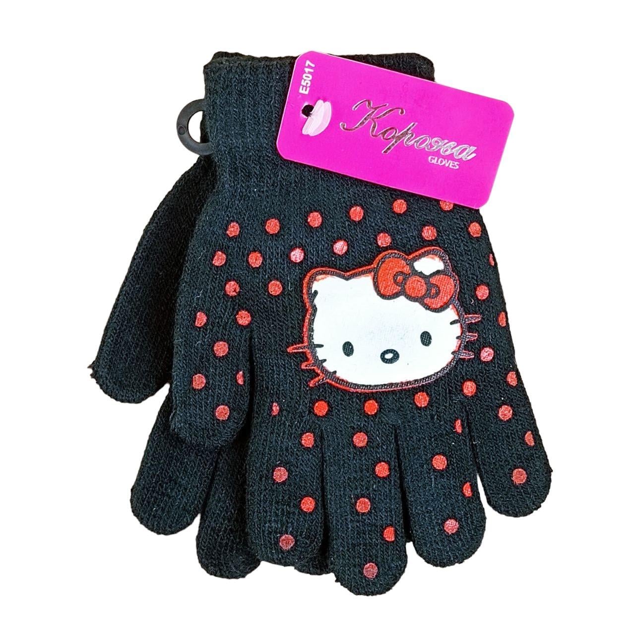 Перчатки детские с начесом Hello Kitty 5-7 года Черный (46945)