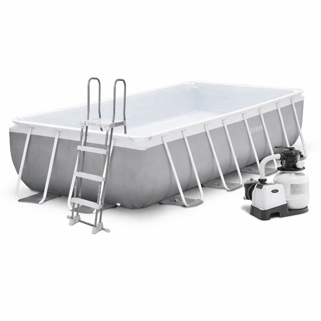 Бассейн каркасный прямоугольный Intex 26790-5 Prism Frame 400х200х122 см с фильтр-насосом/аксессуарами Серый (147-9-26790-5)