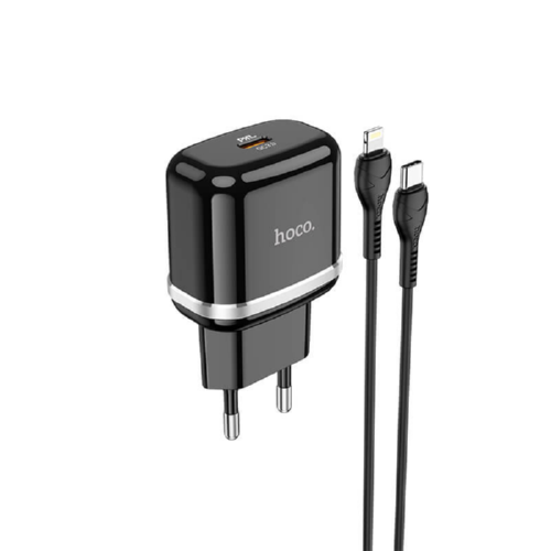 Адаптер мережевий Hoco Type-C to Lightning N24 20 W 3 A PD QC Black (547398)