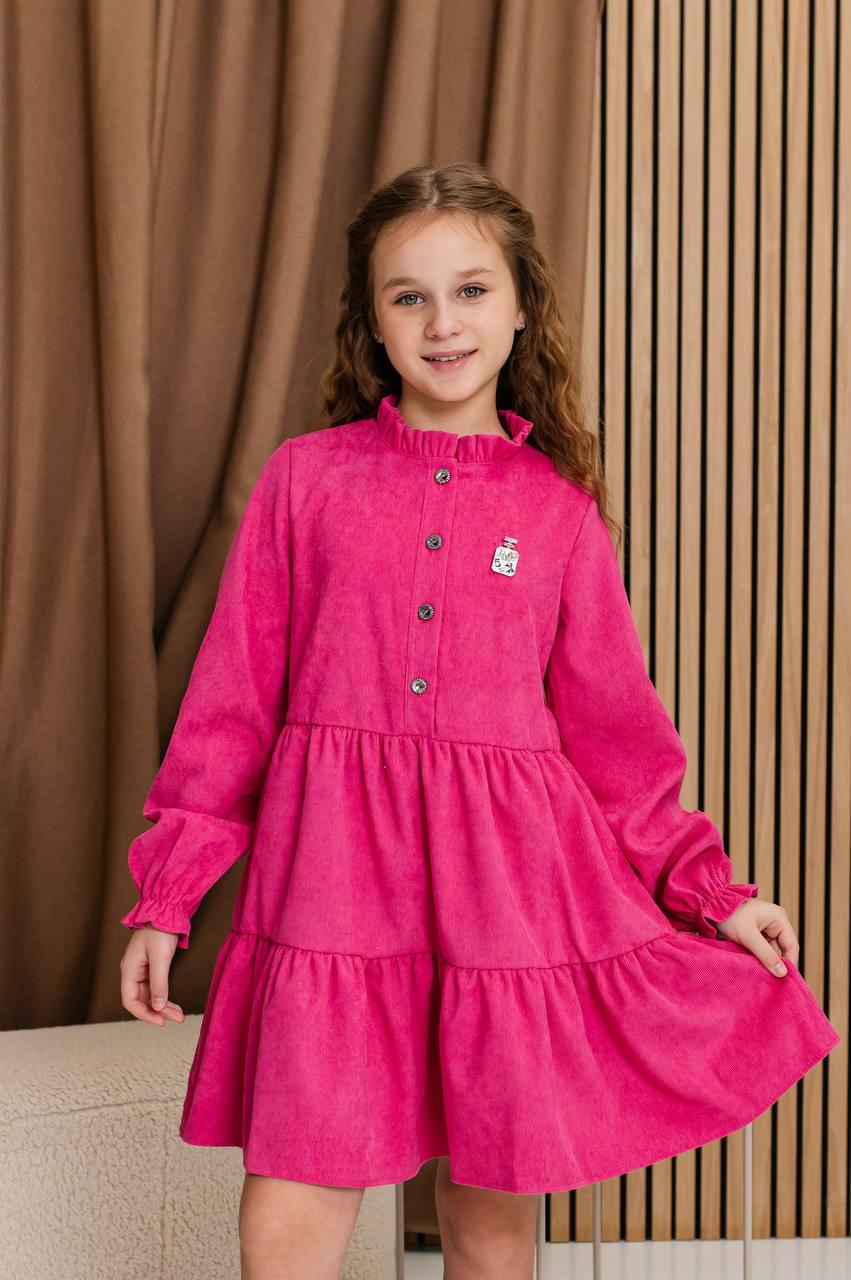Сукня для дівчинки вельветова 146 см Малиновий (D-7300-146м) - фото 5