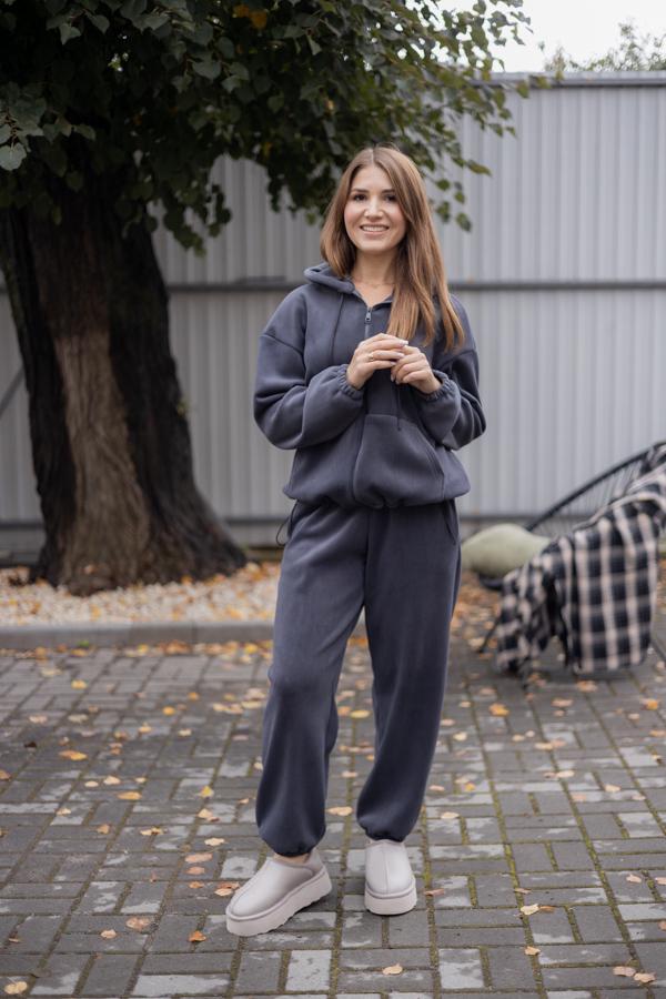 Спортивный костюм женский AKSAN зимний флисовый двойка S Серый (25.2789_gray_42(S))