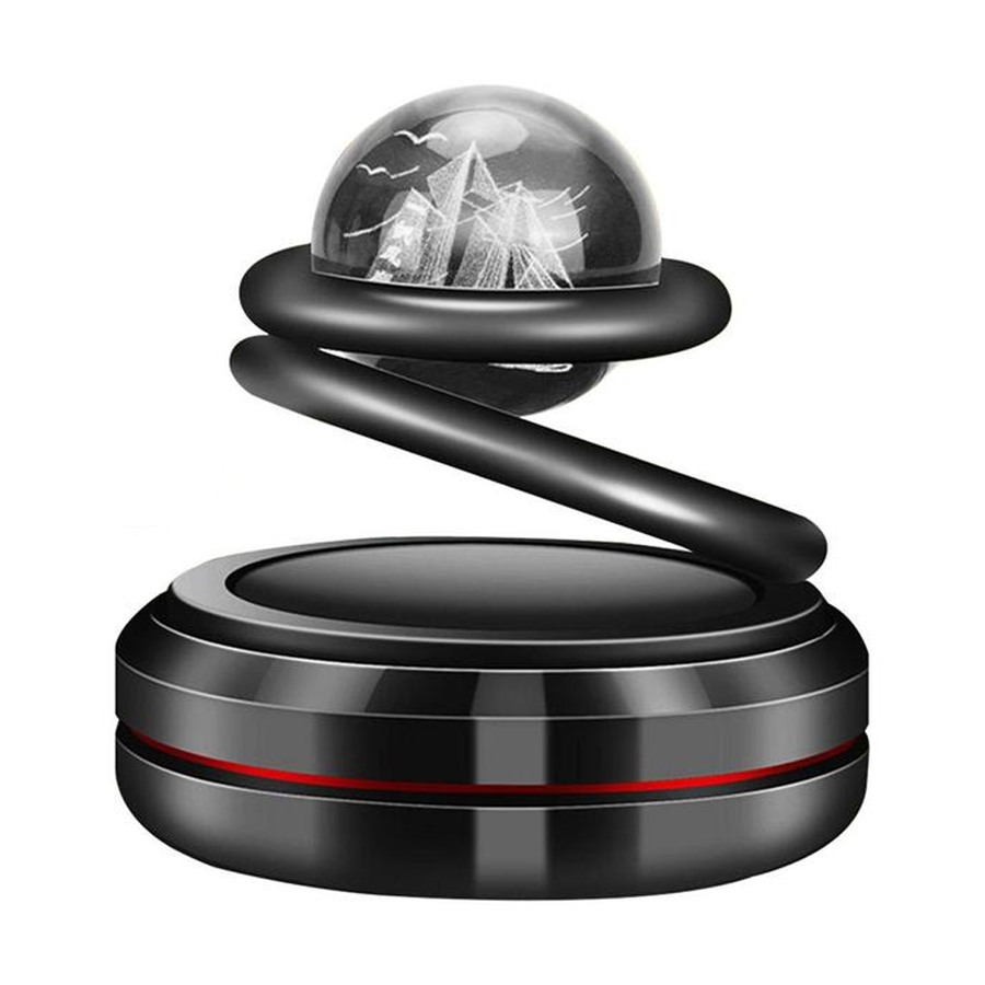Ароматизатор на сонячних батареях у машину кільця що обертаються 3D корабель Чорний