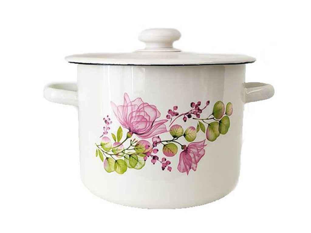 Каструля емальована Idilia Квіткова вуаль 7 л Білий (I1620)