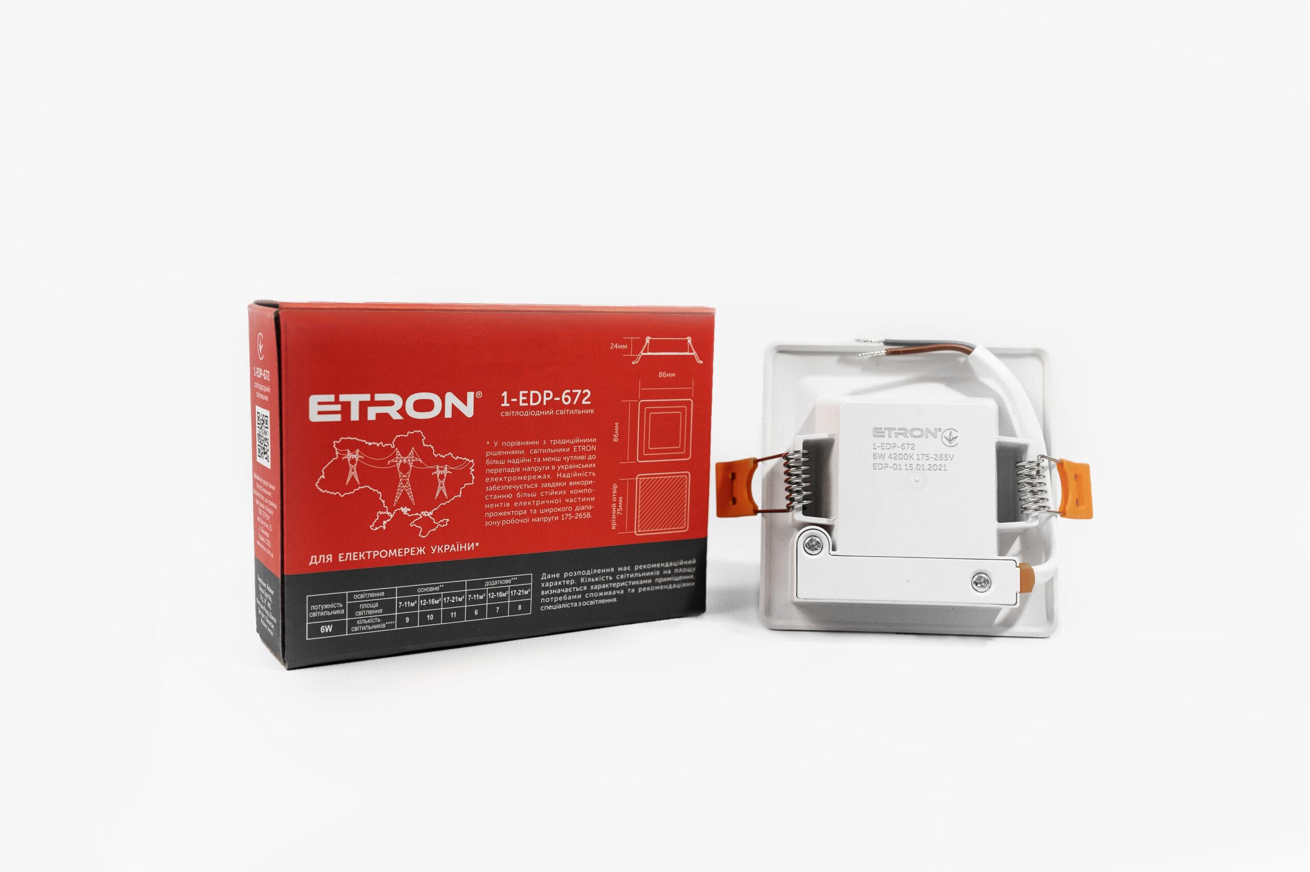 Светодиодный светильник ETRON Decor 1-EDP-672 6 Вт 4200K IP40 квадрат (20200) - фото 2