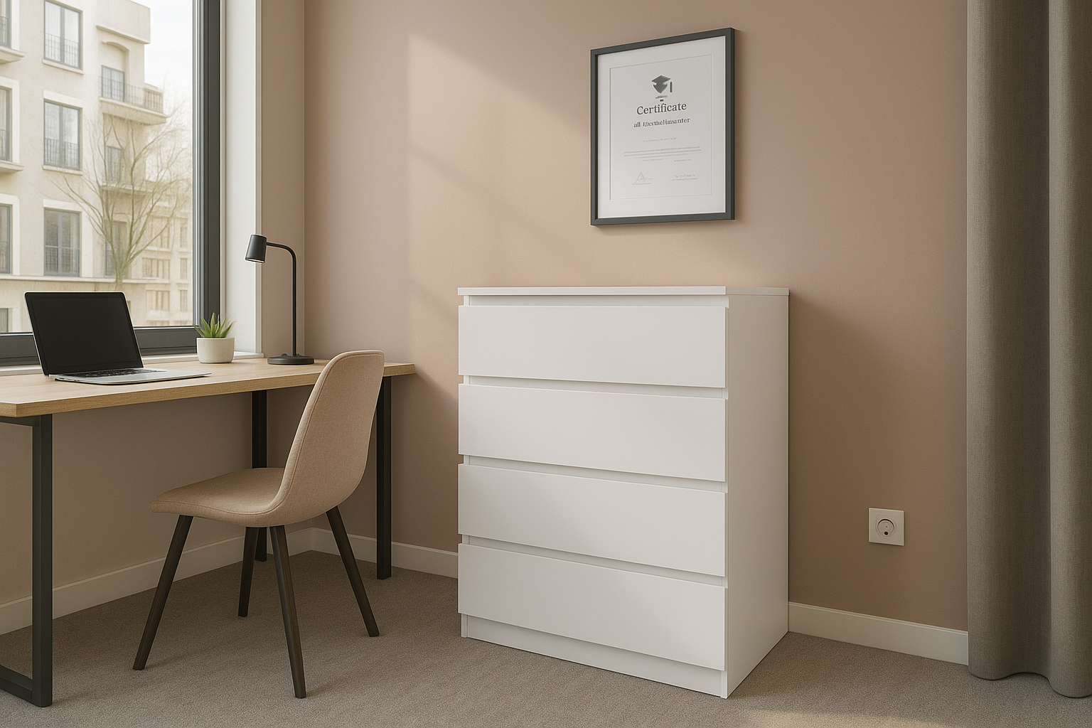 Комод MEBEX на 4 шухляди 80х40х100 см Білий (VM4B800WH)