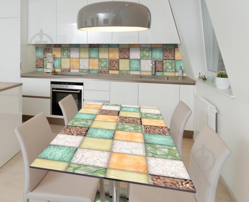 Наклейка 3Д виниловая на стол Zatarga «Мозаика» 650х1200 мм для домов, квартир, столов, кофейн, кафе Наклейка 3Д виниловая на стол Zatarga «Мозаика» 650х1200 мм для домов, квартир, столов, кофейн, кафе